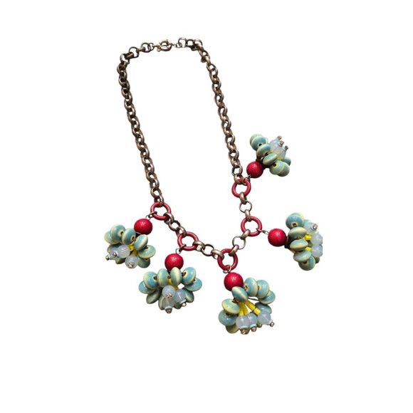 Vintage Glass and Acrylic Drop Necklace (A3179) - Picture 1 of 5